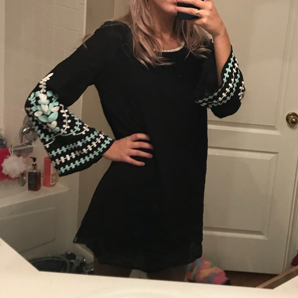 Cute crochet sleeve tee shirt dress